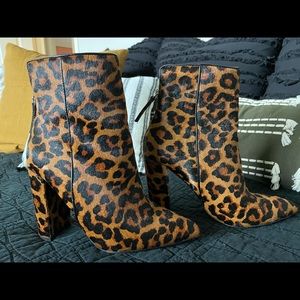 Steve Madden calf hair leopard print boot.
